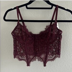 ***ISO*** Anthropologie Deep Purple Lace Bralette. A size small or medium.